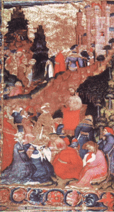 Chaucer reciting his works at the court of Richard II
